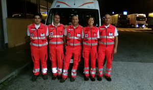 I 5 volontari di croce blu in viaggio verso Amatrice la notte del 3 settembre 2016